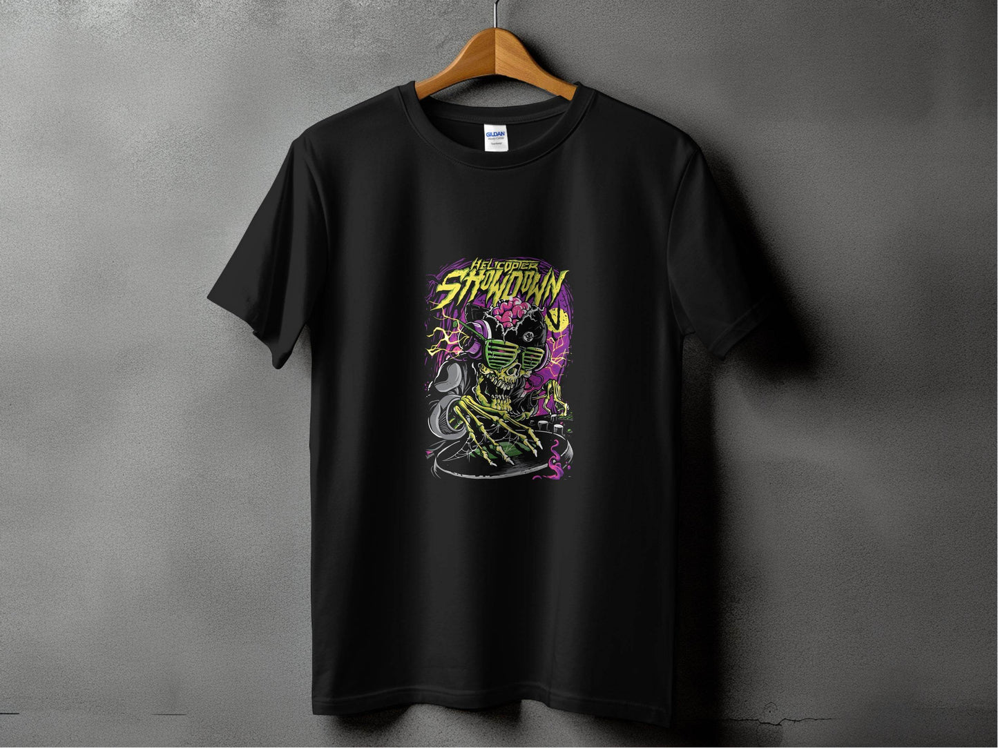 Helicopter Thunder Skull Design With Glasses T-Shirt - Design & Vybe