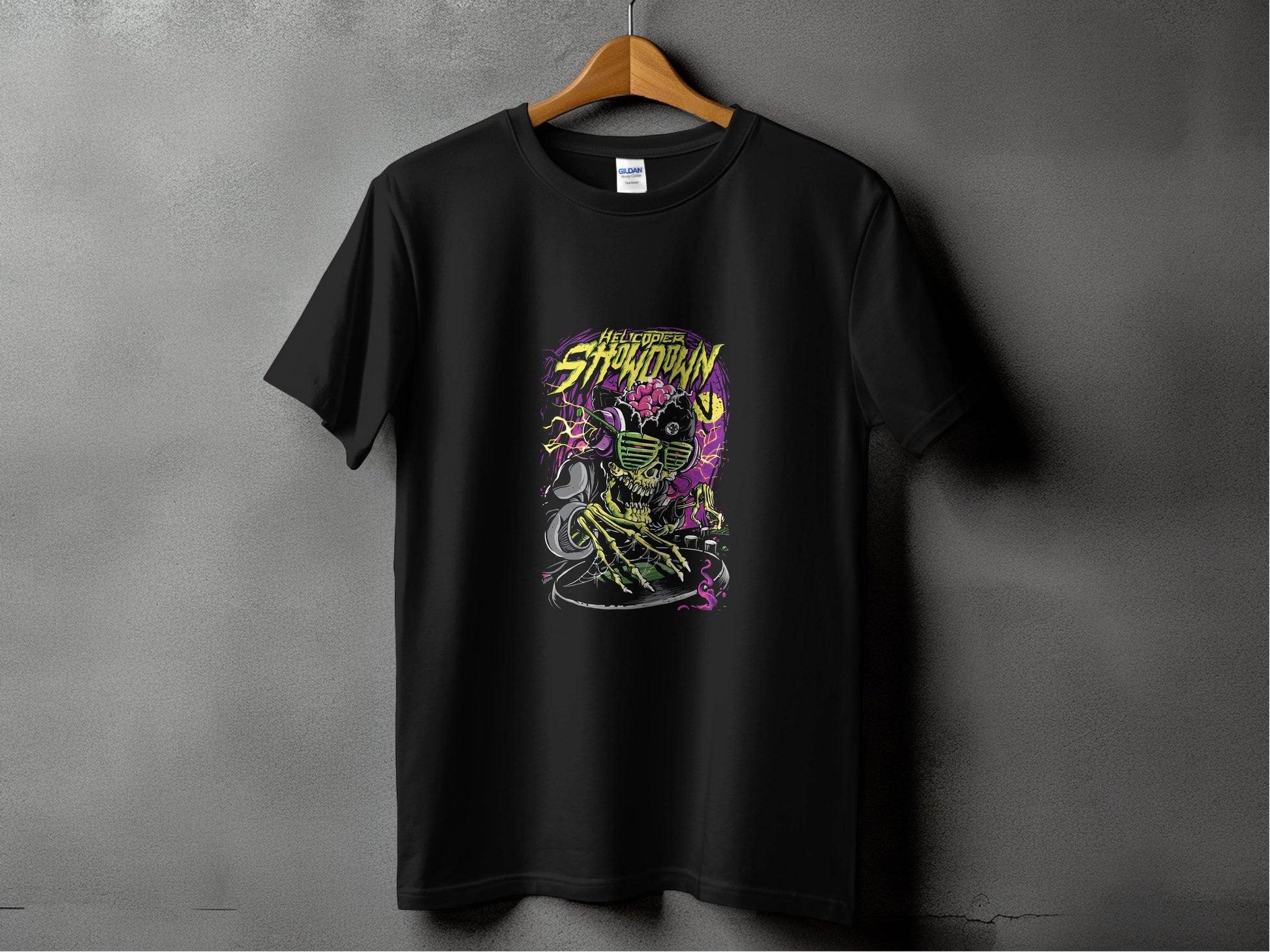 Helicopter Thunder Skull Design With Glasses T-Shirt - Design & Vybe