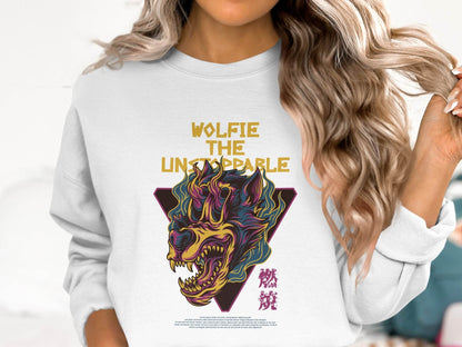 Wolfie The Unstoppable Graphic Design Cool Sweater - Design & Vybe
