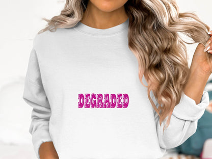 Magenta DEGRADED Word Graphic Stylish Sweater - Design & Vybe