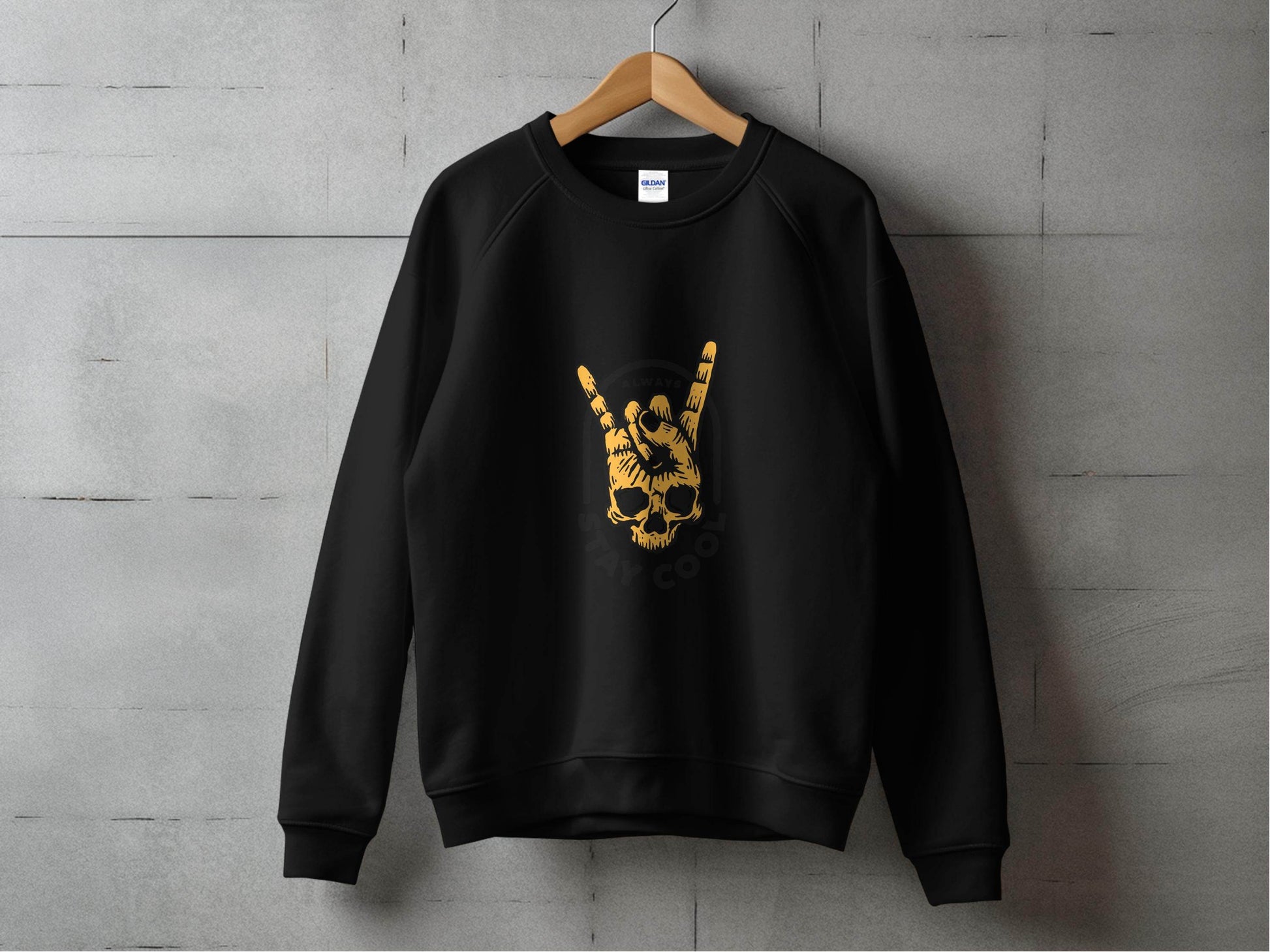 Always Stay Cool Skull Hand Gesture Illustration Sweater - Design & Vybe
