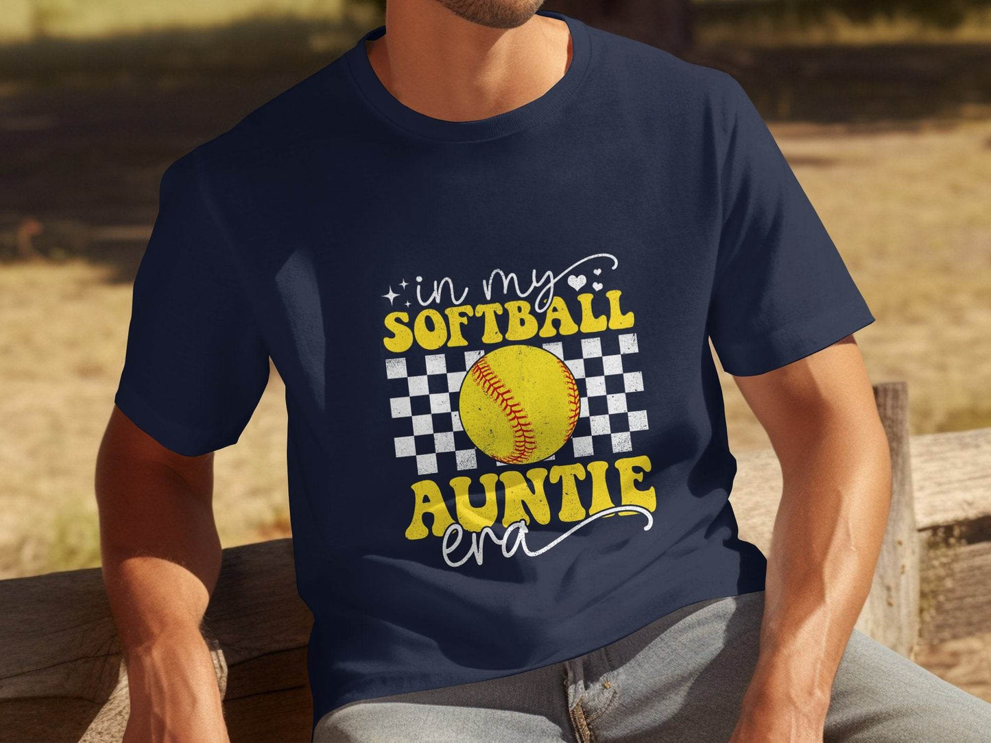 In My Softball Auntie Era Groovy Retro Proud Graphic Design Image T-Shirt - Design & Vybe