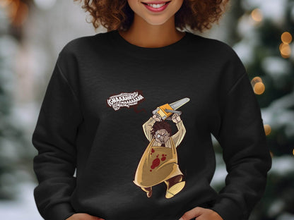 Horror Movie Villain with Chainsaw Illustration Sweater - Design & Vybe
