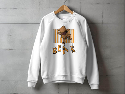 Funny Adorable Cute Bear Climbing Barcode Design Printed Sweater - Design & Vybe