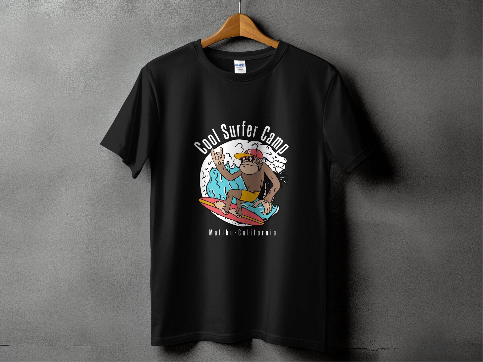 Cool Surfing Monkey Graphic Print Casual T-Shirt - Design & Vybe