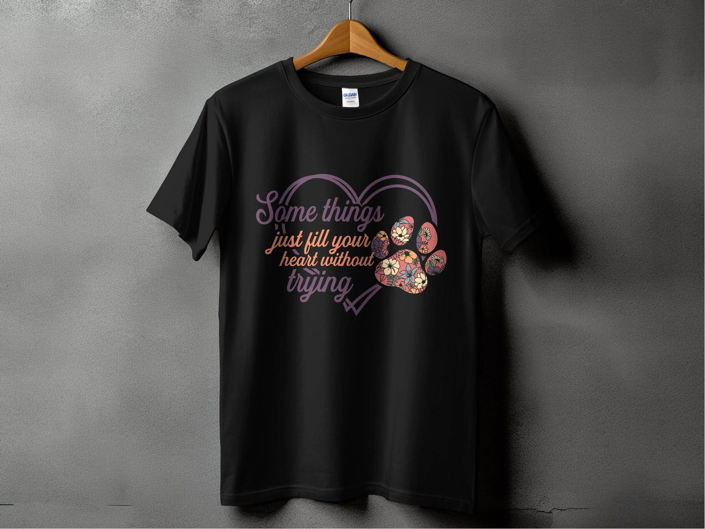 Some Things Fill Heart Without Trying Floral Paw Print T-Shirt - Design & Vybe