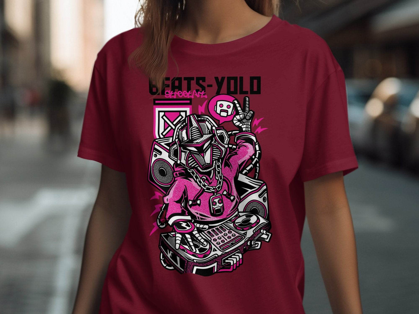 Beats Yolo Street Art Robot DJ Graphic Design T-Shirt - Design & Vybe