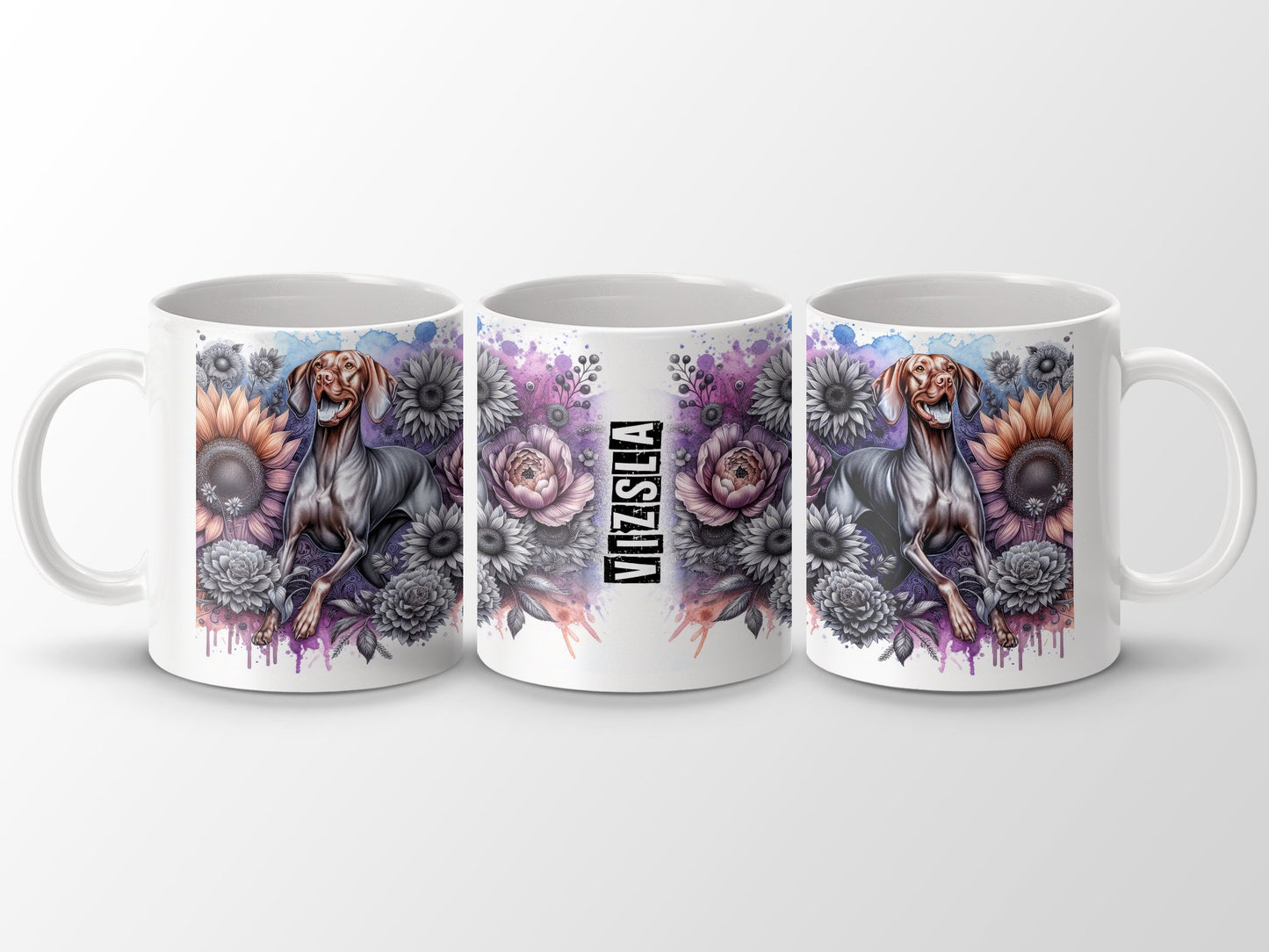 Vizsla Dog Colorful Floral Artistic Printed Mug product