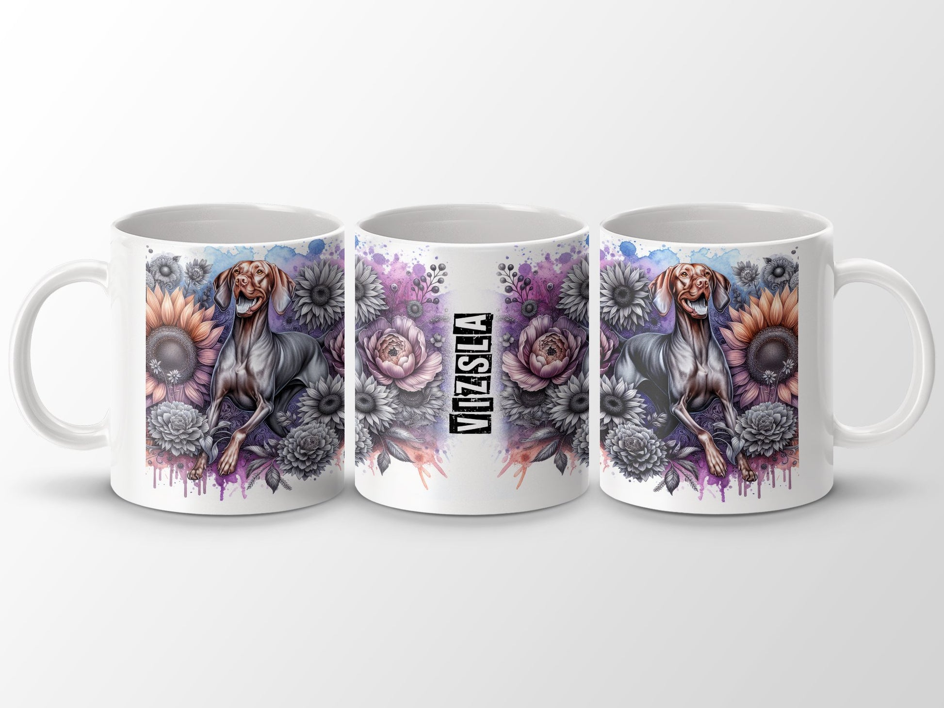 Vizsla Dog Colorful Floral Artistic Printed Mug product