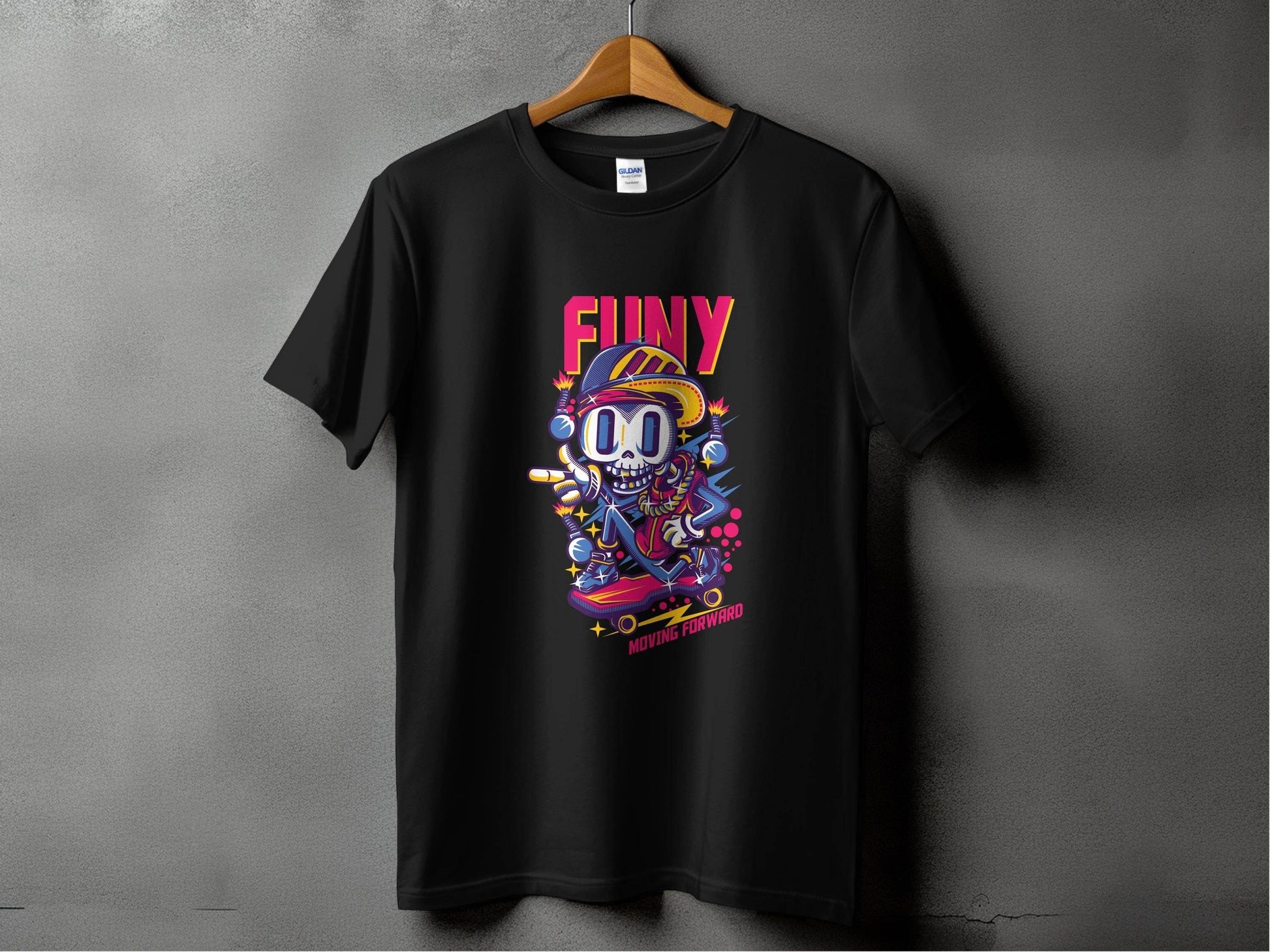 Funny Skull With Bomb On Skateboard Moving Forward T-Shirt - Design & Vybe