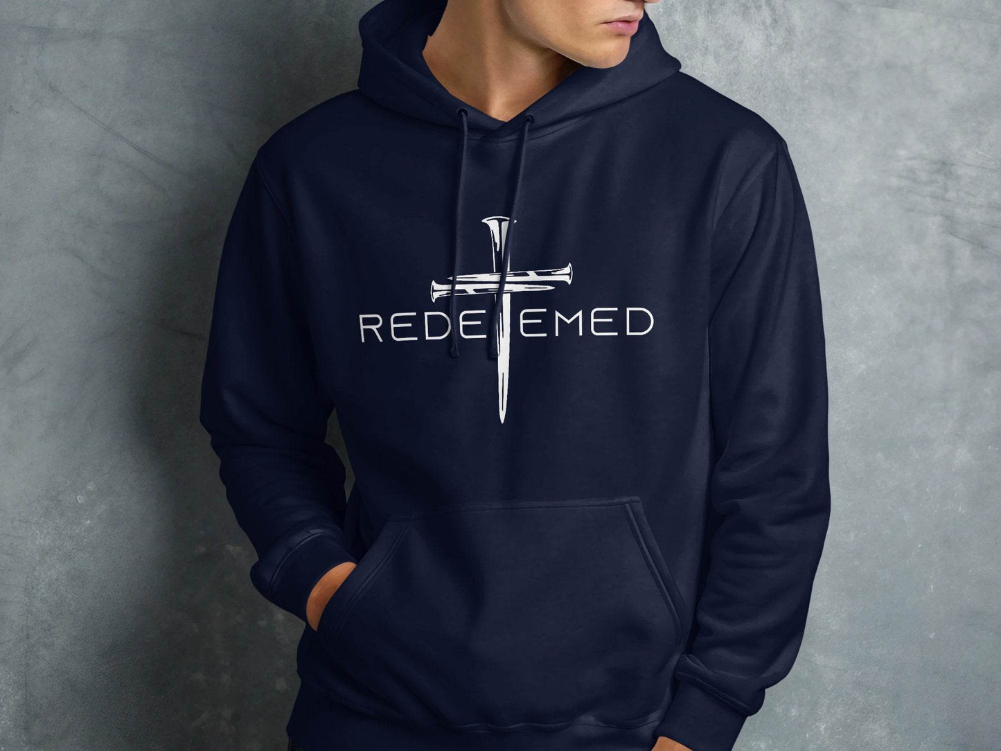 Redeemed Nails Cross Design Christian Faith Graphic Hoodie - Design & Vybe
