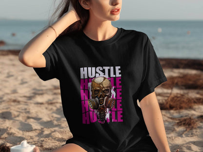 Hustle Skull With Gas Mask Graphic Design T-Shirt - Design & Vybe