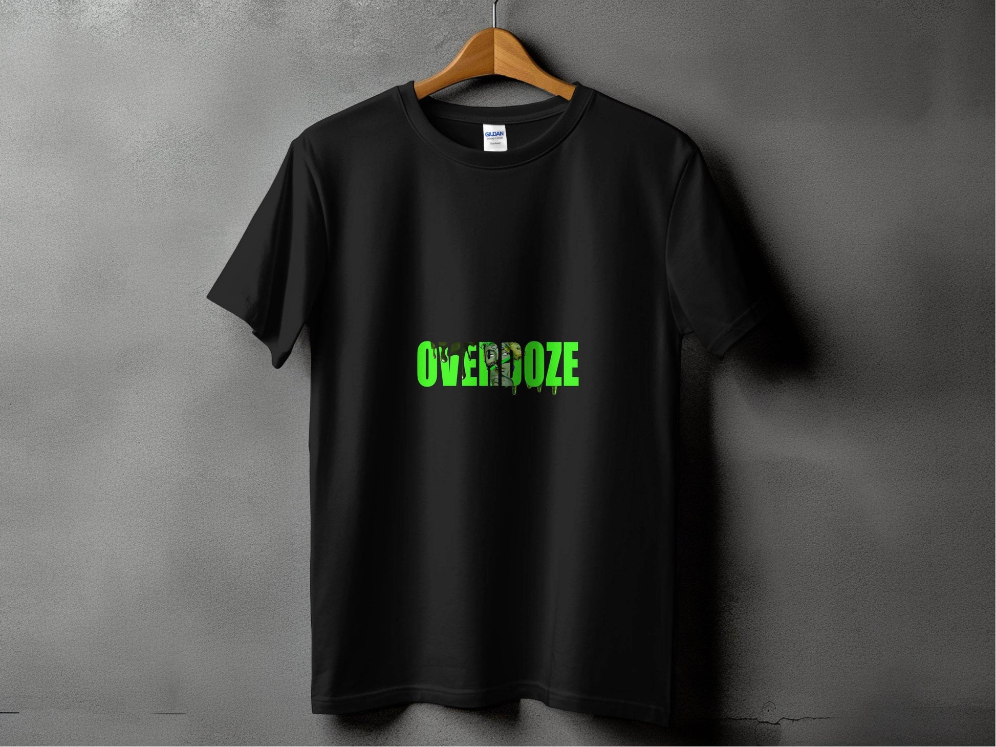 Overdoze Neon Green With Face Graphic Trendy Image T-Shirt - Design & Vybe