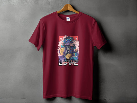 Love Your Life Robot Style Cartoon Graphics T-Shirt - Design & Vybe