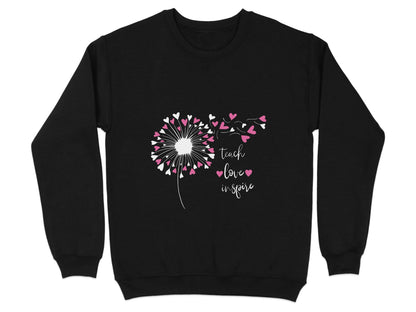 Teach Love Inspire Dandelion Heart Graphic Art Sweater - Design & Vybe