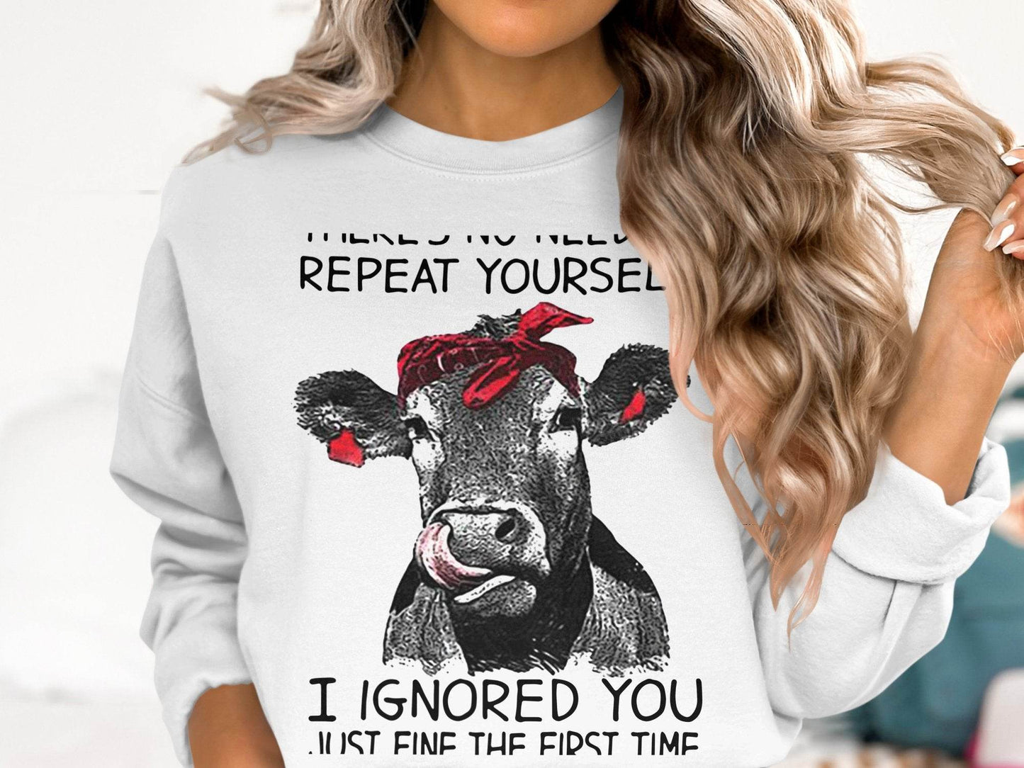 There's No Need to Repeat Yourself Funny Cow Sweater - Design & Vybe