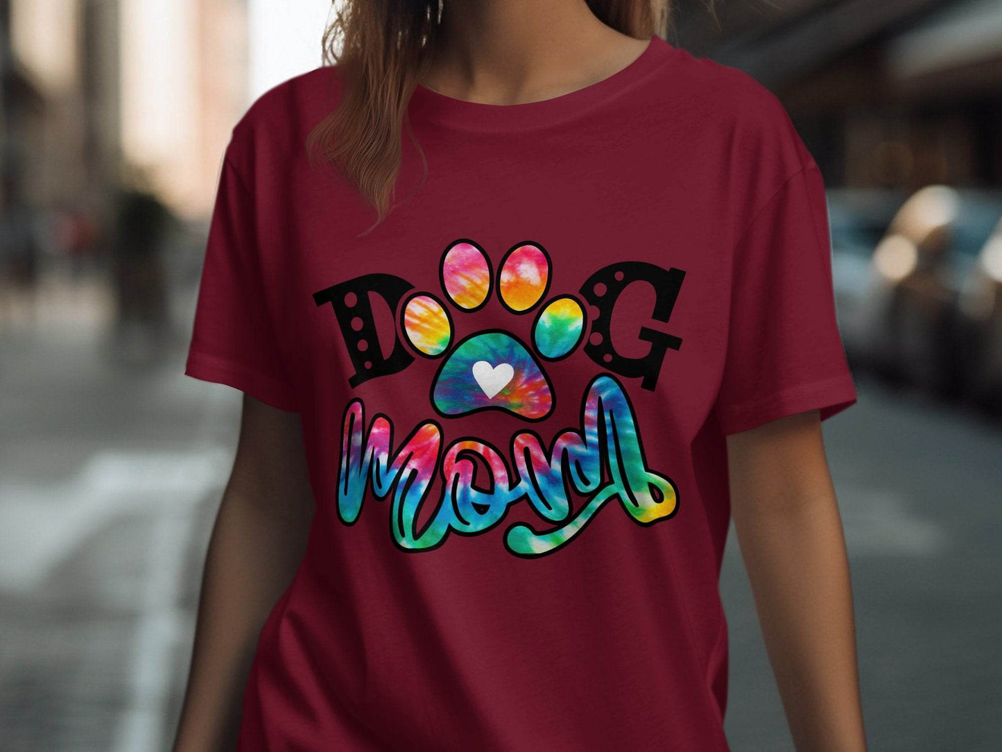 Dog Mom Paw Print Tie Dye Style Cute Graphic Design T-Shirt - Design & Vybe