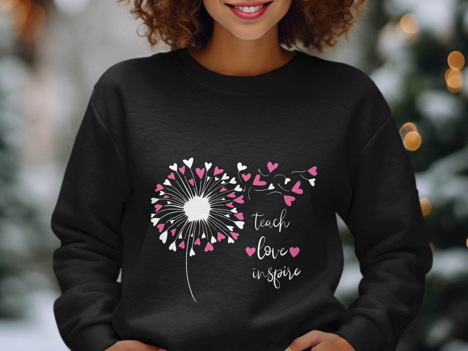 Teach Love Inspire Dandelion Heart Graphic Art Sweater - Design & Vybe