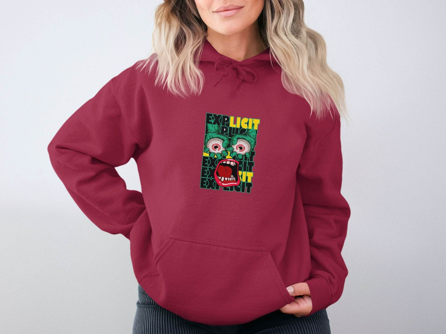 Explicit Graphic with Eyes and Mouth Design Hoodie - Design & Vybe