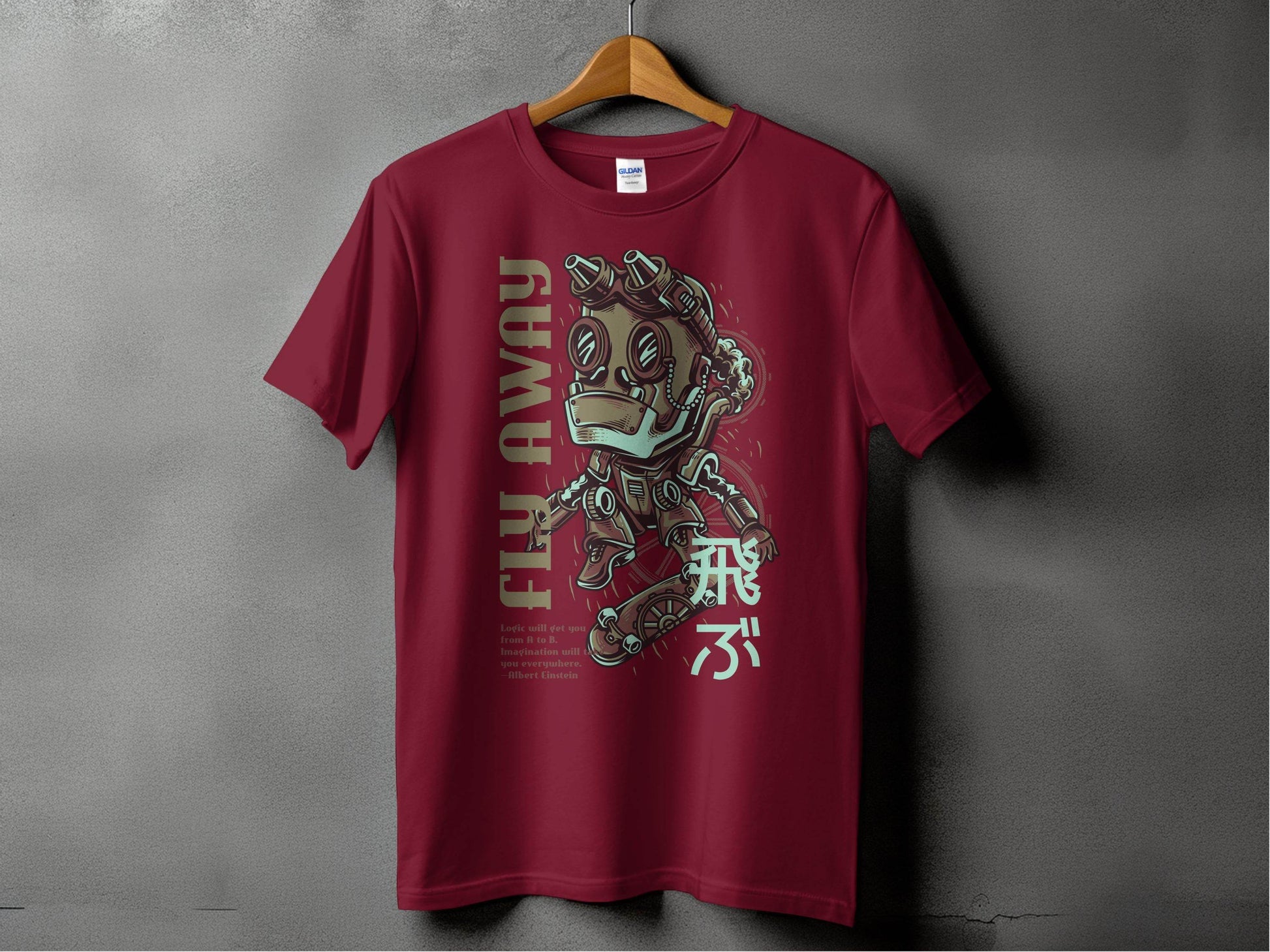 Fly Away Robot Design Featuring Einstein Quote T-Shirt - Design & Vybe