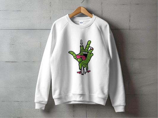 Zombie Hand Peace Sign Cool Graphic Design Sweater - Design & Vybe