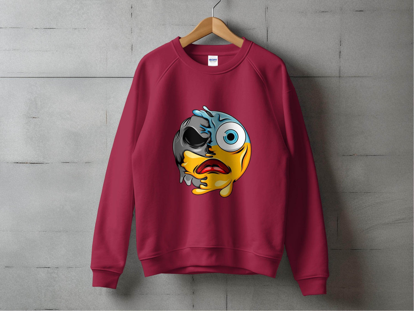 Melting Dual Face Smiley Graphic Sweater - Design & Vybe