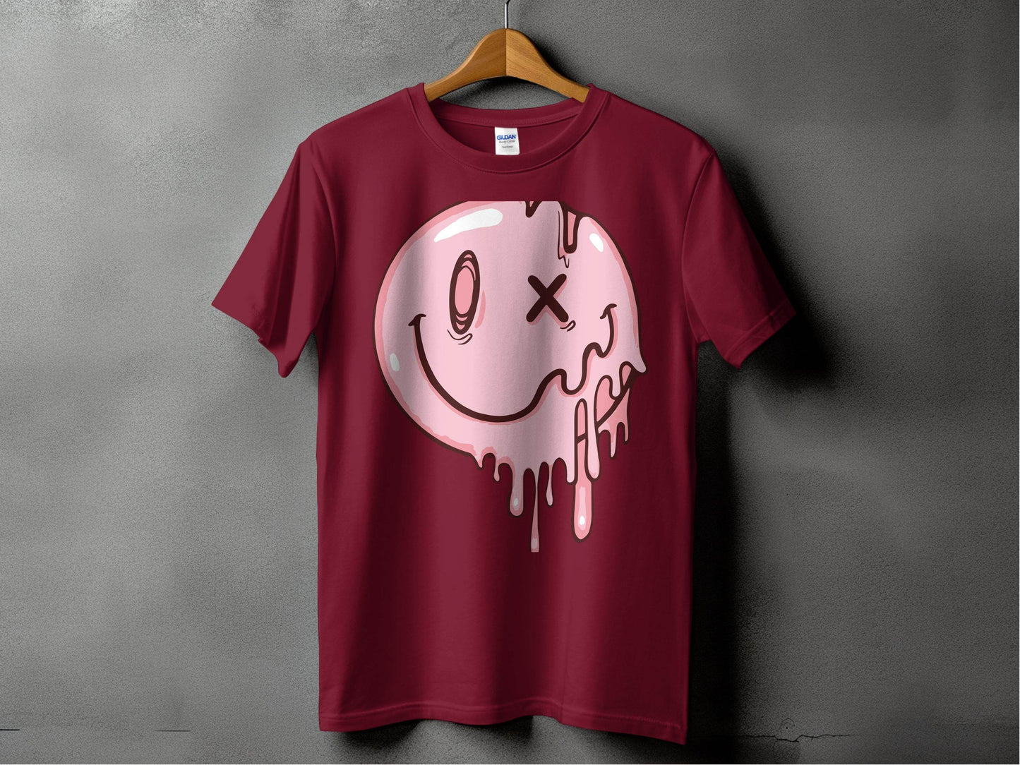 Melting Dripping Smiley Graphic Accent T-Shirt - Design & Vybe