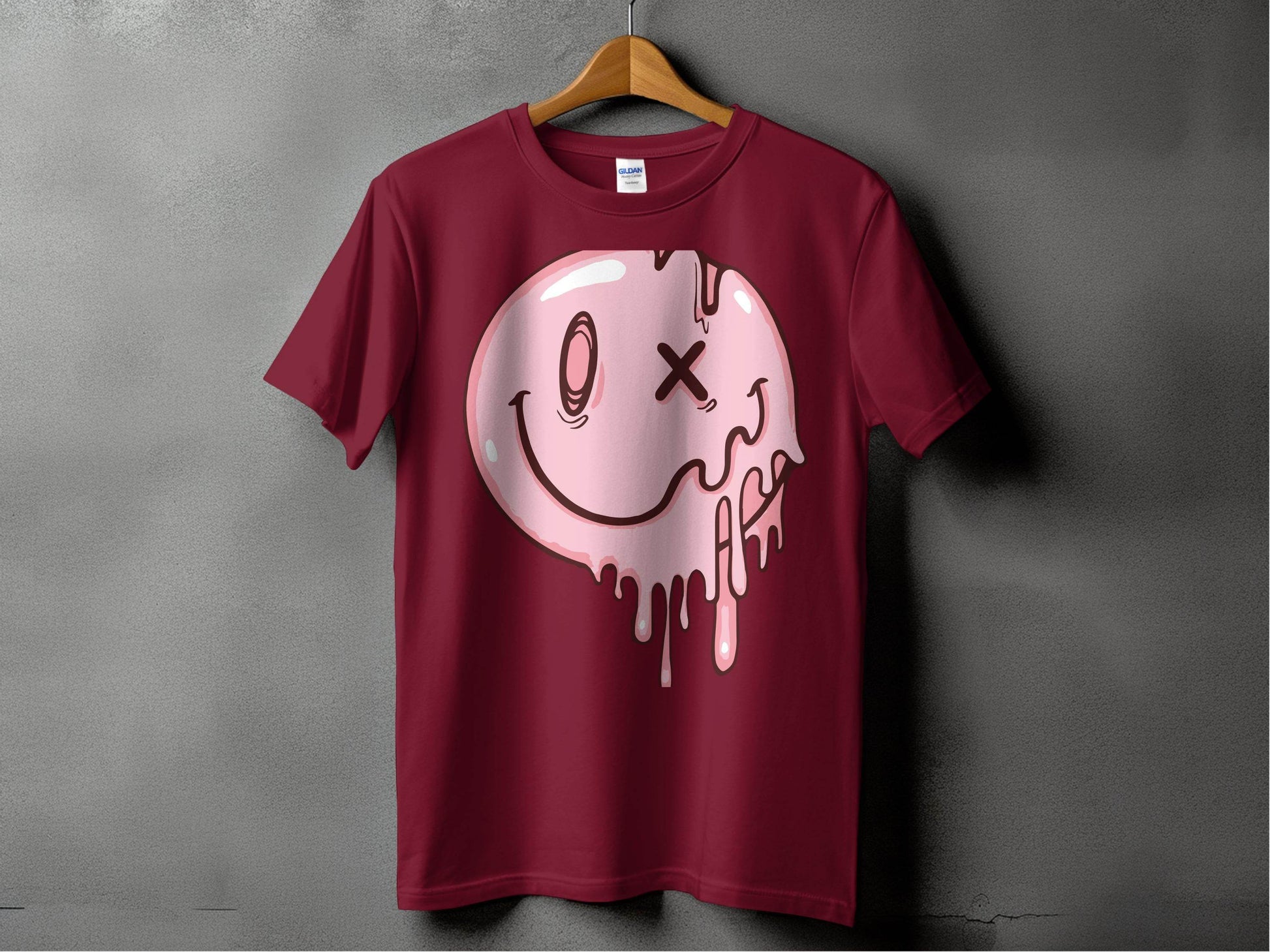Melting Dripping Smiley Graphic Accent T-Shirt - Design & Vybe