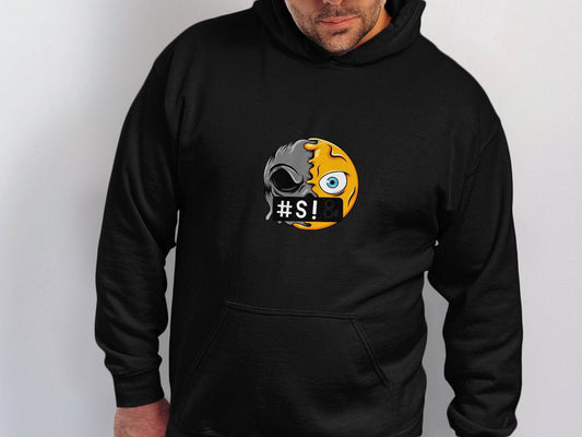 Emoji Half Skull with Hash Symbol Design Novelty Hoodie - Design & Vybe