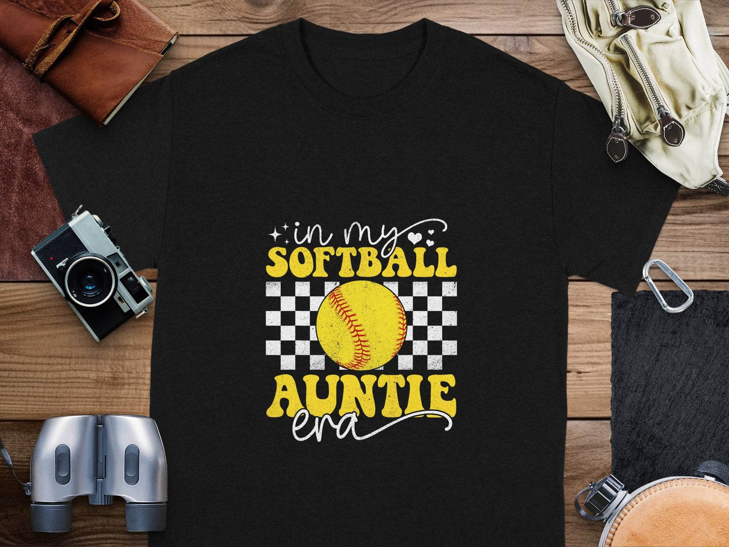 In My Softball Auntie Era Groovy Retro Proud Graphic Design Image T-Shirt - Design & Vybe