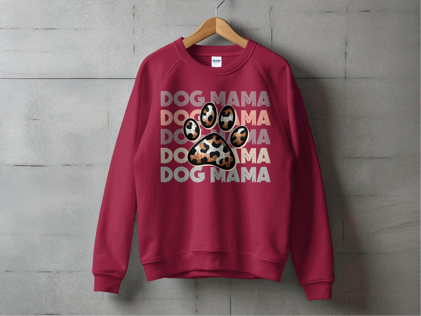 Dog Mama Paw Print Repeating Wording Design Image Sweater - Design & Vybe