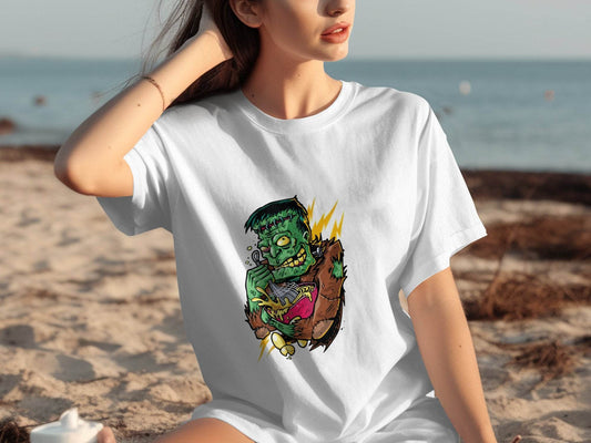 Mad Frankenstein Mixing Potion Funny Halloween T-Shirt - Design & Vybe