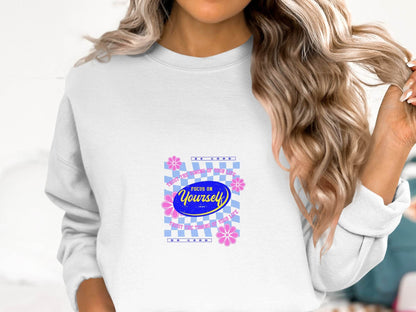 Focus on Yourself Trust Timing Floral Design Sweater - Design & Vybe