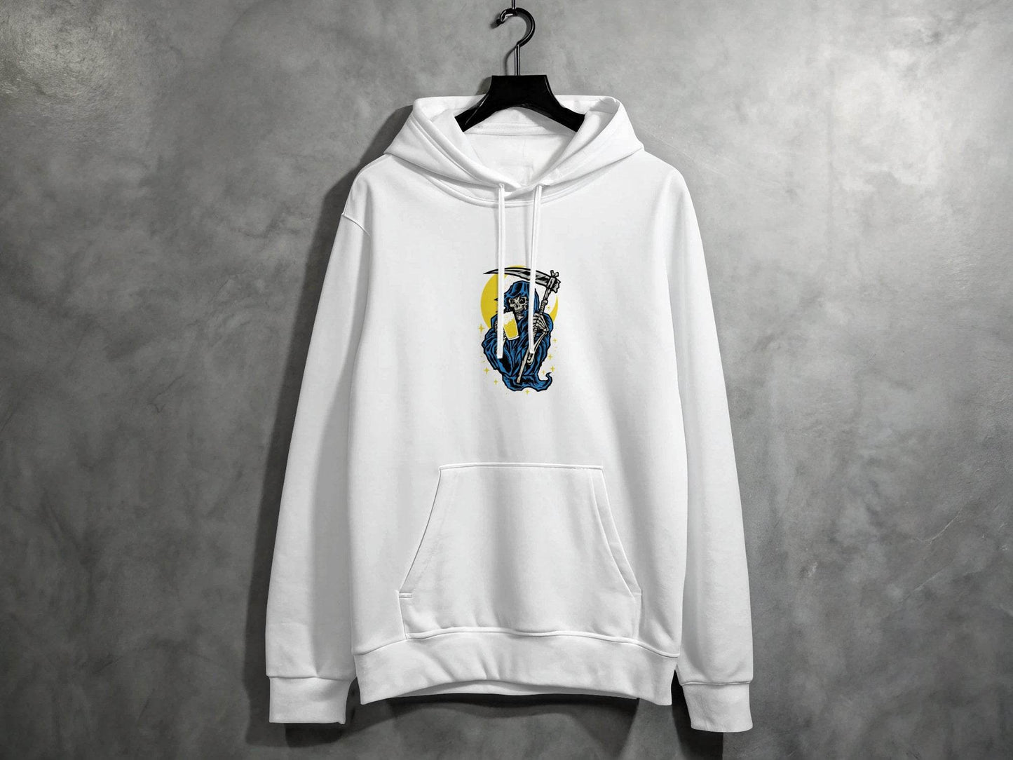 Grim Reaper Holding Beer Glass With Crescent Moon Hoodie - Design & Vybe