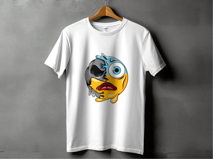 Melting Dual Face Smiley Graphic T-Shirt - Design & Vybe