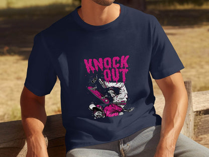 Knock Out Skateboarding Skeleton Illustration Art T-Shirt - Design & Vybe