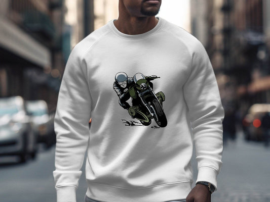 Vintage Motorcycle Rider Illustration Racing Style Sweater - Design & Vybe