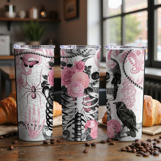 Skull and Flowers Gothic Design Tumbler product