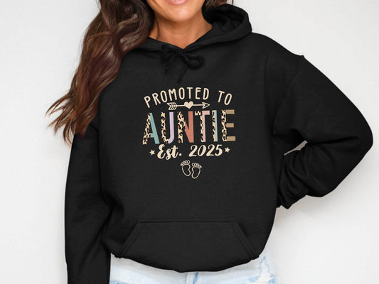 Promoted To Auntie Est 2025 Cute Design Baby Hoodie - Design & Vybe