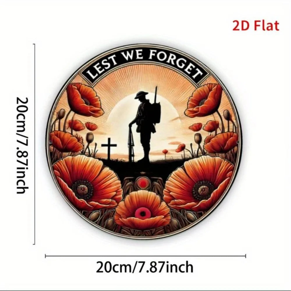 Remembrance  Soldier Silhouette, Sunset & Poppy Metal Art