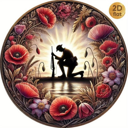 Patriotic Soldier Poppy field Remembrance Day Metal Art