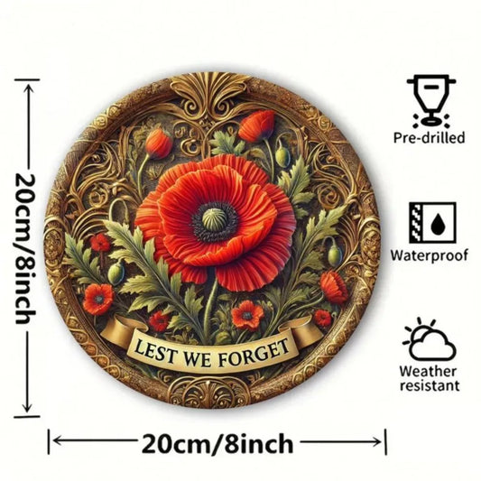 Poppy Flower - Remembrance Day Metal Art