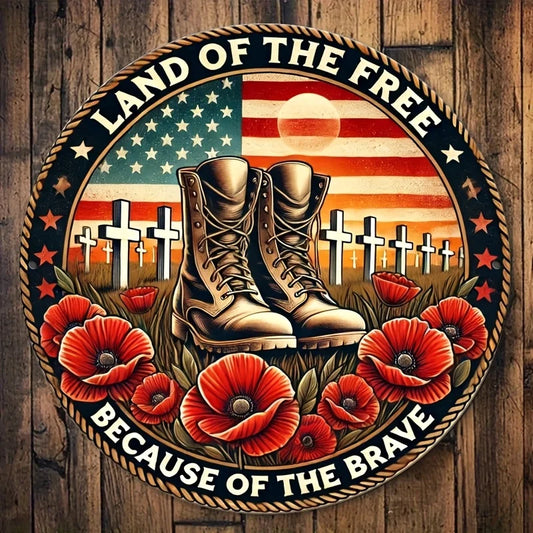 Land of the Free Because of the Brave Design with American Flag