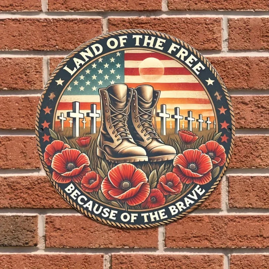 Land of the Free Because of the Brave Design with American Flag
