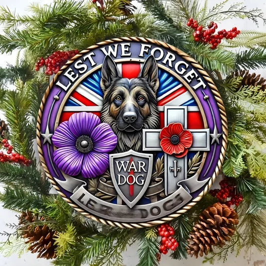 Don't Forget War Dog Purple Poppy Aluminum Sign