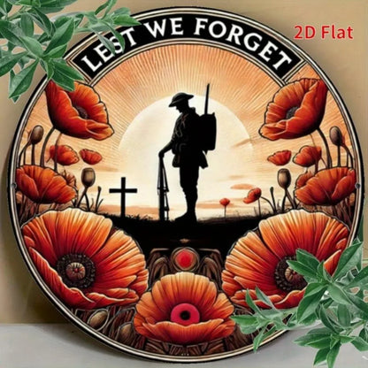 Remembrance  Soldier Silhouette, Sunset & Poppy Metal Art
