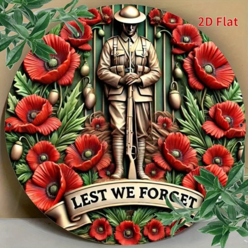 Soldier Poppy Memorial - Metal Art Decor