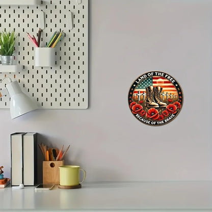 Land of the Free Because of the Brave Design with American Flag
