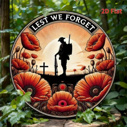 Remembrance  Soldier Silhouette, Sunset & Poppy Metal Art