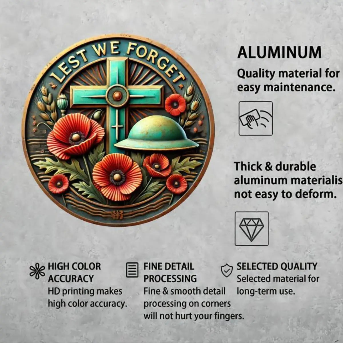 Lets We forget Remembrance Day Metal Decor